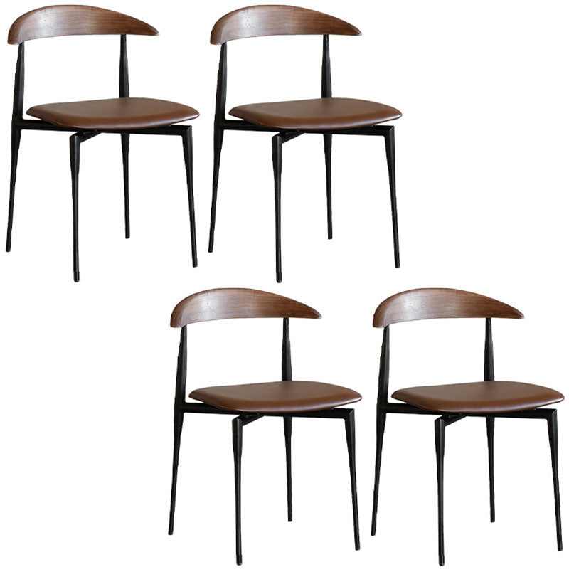 Industrial Design Armless Open Back Side Chairs Faux Leather Dining Chairs Coffee 4 Piece Set Clearhalo ' kitchen&dining_furn' 'Dining Chairs' 'Dining Tables & Seating' 'dining_chair' 'furn' 'furn_dining_chair' 'Furniture' 'furniture_dining_chair' 'Kitchen & Dining Furniture' 'kitchen' 4546470