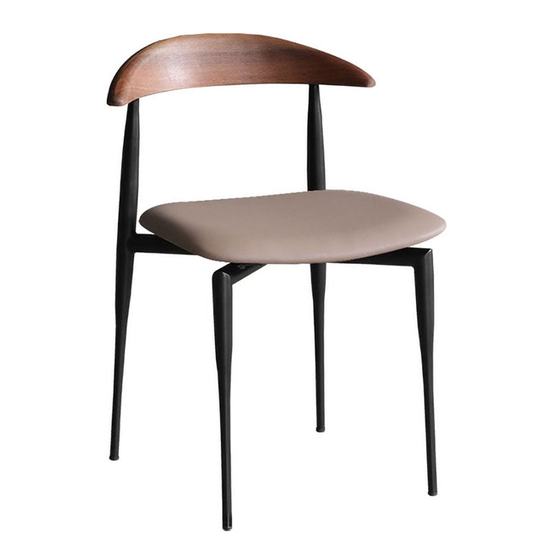 Industrial Design Armless Open Back Side Chairs Faux Leather Dining Chairs Light Camel 1 Piece Clearhalo ' kitchen&dining_furn' 'Dining Chairs' 'Dining Tables & Seating' 'dining_chair' 'furn' 'furn_dining_chair' 'Furniture' 'furniture_dining_chair' 'Kitchen & Dining Furniture' 'kitchen' 4546472