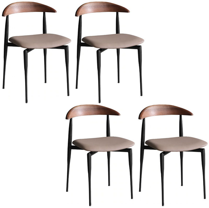 Industrial Design Armless Open Back Side Chairs Faux Leather Dining Chairs Light Camel 4 Piece Set Clearhalo ' kitchen&dining_furn' 'Dining Chairs' 'Dining Tables & Seating' 'dining_chair' 'furn' 'furn_dining_chair' 'Furniture' 'furniture_dining_chair' 'Kitchen & Dining Furniture' 'kitchen' 4546475