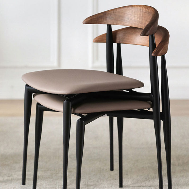 Industrial Design Armless Open Back Side Chairs Faux Leather Dining Chairs Clearhalo ' kitchen&dining_furn' 'Dining Chairs' 'Dining Tables & Seating' 'dining_chair' 'furn' 'furn_dining_chair' 'Furniture' 'furniture_dining_chair' 'Kitchen & Dining Furniture' 'kitchen' 4546476