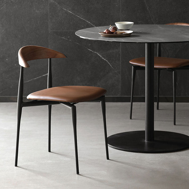 Industrial Design Armless Open Back Side Chairs Faux Leather Dining Chairs Clearhalo ' kitchen&dining_furn' 'Dining Chairs' 'Dining Tables & Seating' 'dining_chair' 'furn' 'furn_dining_chair' 'Furniture' 'furniture_dining_chair' 'Kitchen & Dining Furniture' 'kitchen' 4546477