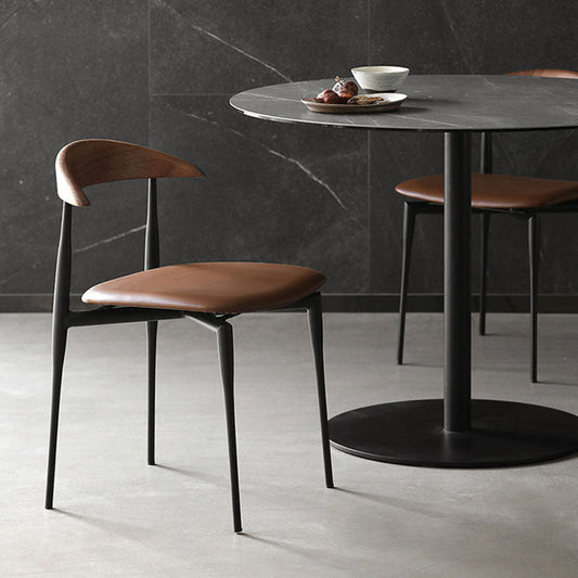 Industrial Design Armless Open Back Side Chairs Faux Leather Dining Chairs Clearhalo ' kitchen&dining_furn' 'Dining Chairs' 'Dining Tables & Seating' 'dining_chair' 'furn' 'furn_dining_chair' 'Furniture' 'furniture_dining_chair' 'Kitchen & Dining Furniture' 'kitchen' 4546477