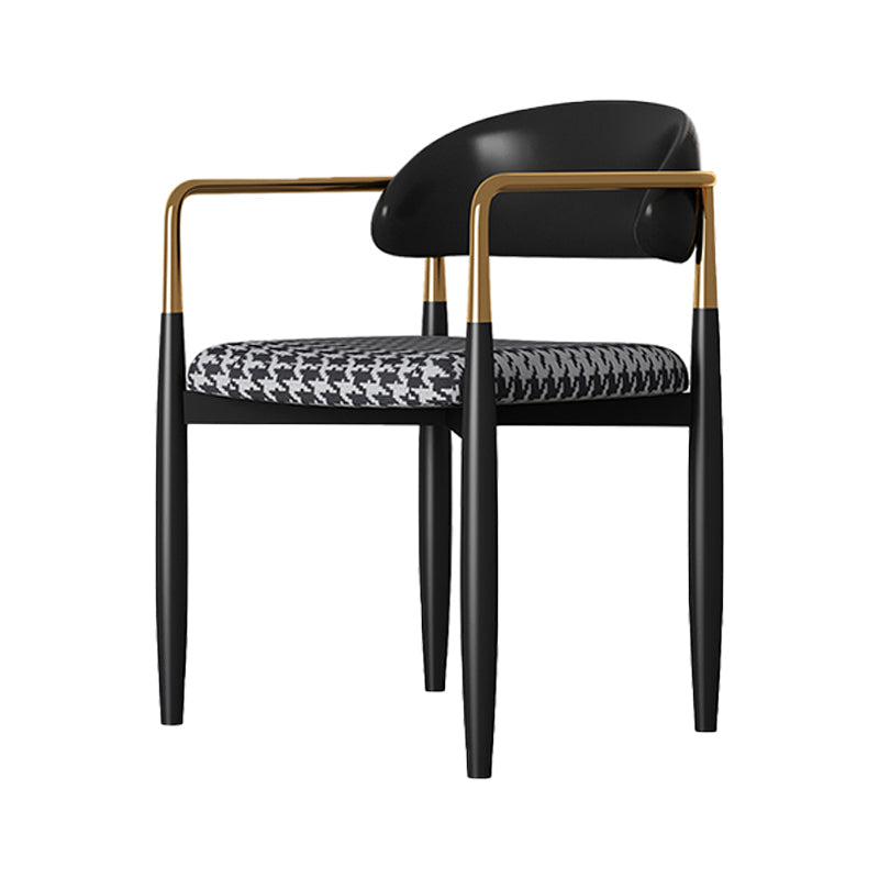 Contemporary Style Dining Chairs Dining Arm Open Back Chairs with Metal Legs Black 1 Piece Clearhalo ' kitchen&dining_furn' 'Dining Chairs' 'Dining Tables & Seating' 'dining_chair' 'furn' 'furn_dining_chair' 'Furniture' 'furniture_dining_chair' 'Kitchen & Dining Furniture' 'kitchen' 4546490