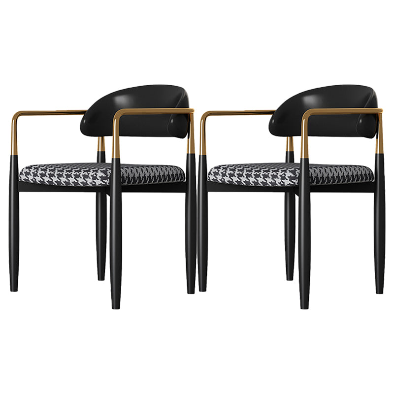 Contemporary Style Dining Chairs Dining Arm Open Back Chairs with Metal Legs Black 2 Piece Set Clearhalo ' kitchen&dining_furn' 'Dining Chairs' 'Dining Tables & Seating' 'dining_chair' 'furn' 'furn_dining_chair' 'Furniture' 'furniture_dining_chair' 'Kitchen & Dining Furniture' 'kitchen' 4546491