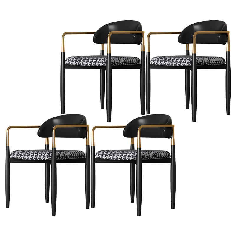Contemporary Style Dining Chairs Dining Arm Open Back Chairs with Metal Legs Black 4 Piece Set Clearhalo ' kitchen&dining_furn' 'Dining Chairs' 'Dining Tables & Seating' 'dining_chair' 'furn' 'furn_dining_chair' 'Furniture' 'furniture_dining_chair' 'Kitchen & Dining Furniture' 'kitchen' 4546493