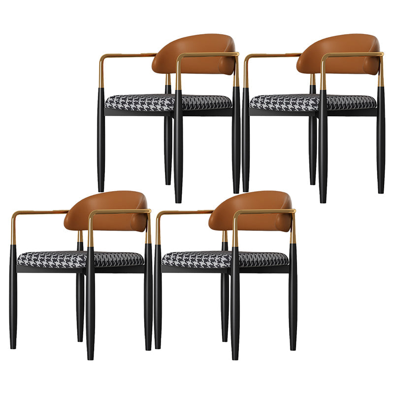 Contemporary Style Dining Chairs Dining Arm Open Back Chairs with Metal Legs Brown-Black 4 Piece Set Clearhalo ' kitchen&dining_furn' 'Dining Chairs' 'Dining Tables & Seating' 'dining_chair' 'furn' 'furn_dining_chair' 'Furniture' 'furniture_dining_chair' 'Kitchen & Dining Furniture' 'kitchen' 4546500