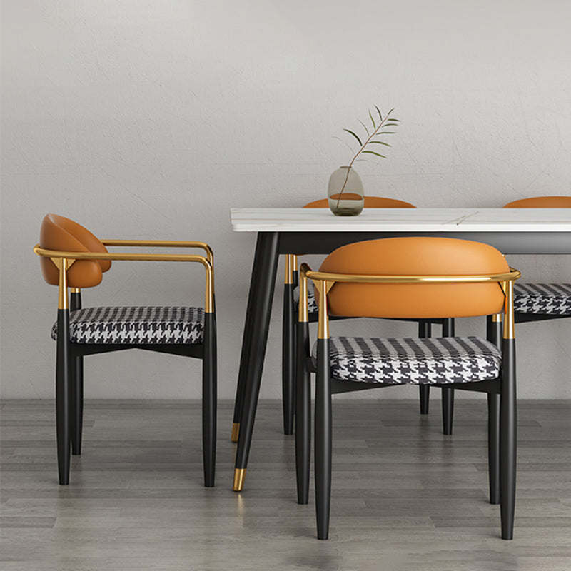 Contemporary Style Dining Chairs Dining Arm Open Back Chairs with Metal Legs Clearhalo ' kitchen&dining_furn' 'Dining Chairs' 'Dining Tables & Seating' 'dining_chair' 'furn' 'furn_dining_chair' 'Furniture' 'furniture_dining_chair' 'Kitchen & Dining Furniture' 'kitchen' 4546501