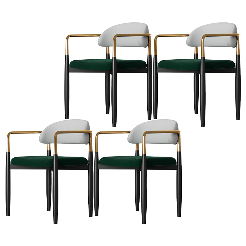 Contemporary Style Dining Chairs Dining Arm Open Back Chairs with Metal Legs Gray-Green 4 Piece Set Clearhalo ' kitchen&dining_furn' 'Dining Chairs' 'Dining Tables & Seating' 'dining_chair' 'furn' 'furn_dining_chair' 'Furniture' 'furniture_dining_chair' 'Kitchen & Dining Furniture' 'kitchen' 4546505