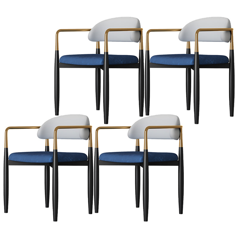 Contemporary Style Dining Chairs Dining Arm Open Back Chairs with Metal Legs Gray-Blue 4 Piece Set Clearhalo ' kitchen&dining_furn' 'Dining Chairs' 'Dining Tables & Seating' 'dining_chair' 'furn' 'furn_dining_chair' 'Furniture' 'furniture_dining_chair' 'Kitchen & Dining Furniture' 'kitchen' 4546509