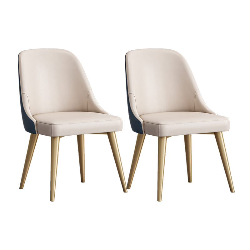 Nordic Design Faux Leather Dining Chairs Solid Back Armless Dining Chair White 2 Piece Set Clearhalo ' kitchen&dining_furn' 'Dining Chairs' 'Dining Tables & Seating' 'dining_chair' 'furn' 'furn_dining_chair' 'Furniture' 'furniture_dining_chair' 'Kitchen & Dining Furniture' 'kitchen' 4546513