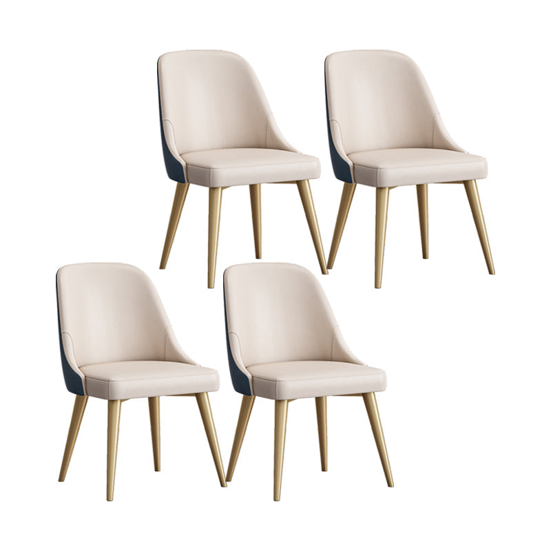 Nordic Design Faux Leather Dining Chairs Solid Back Armless Dining Chair White 4 Piece Set Clearhalo ' kitchen&dining_furn' 'Dining Chairs' 'Dining Tables & Seating' 'dining_chair' 'furn' 'furn_dining_chair' 'Furniture' 'furniture_dining_chair' 'Kitchen & Dining Furniture' 'kitchen' 4546516