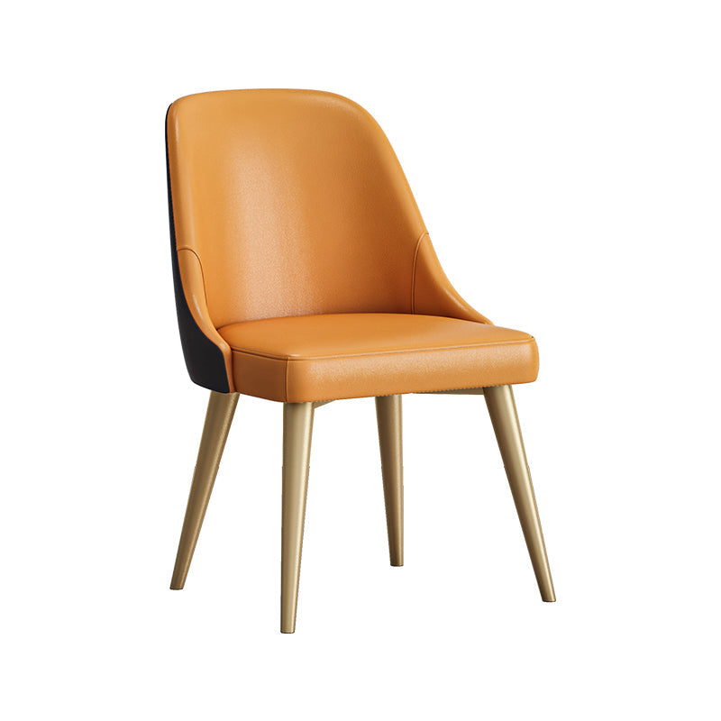 Nordic Design Faux Leather Dining Chairs Solid Back Armless Dining Chair Orange 1 Piece Clearhalo ' kitchen&dining_furn' 'Dining Chairs' 'Dining Tables & Seating' 'dining_chair' 'furn' 'furn_dining_chair' 'Furniture' 'furniture_dining_chair' 'Kitchen & Dining Furniture' 'kitchen' 4546517