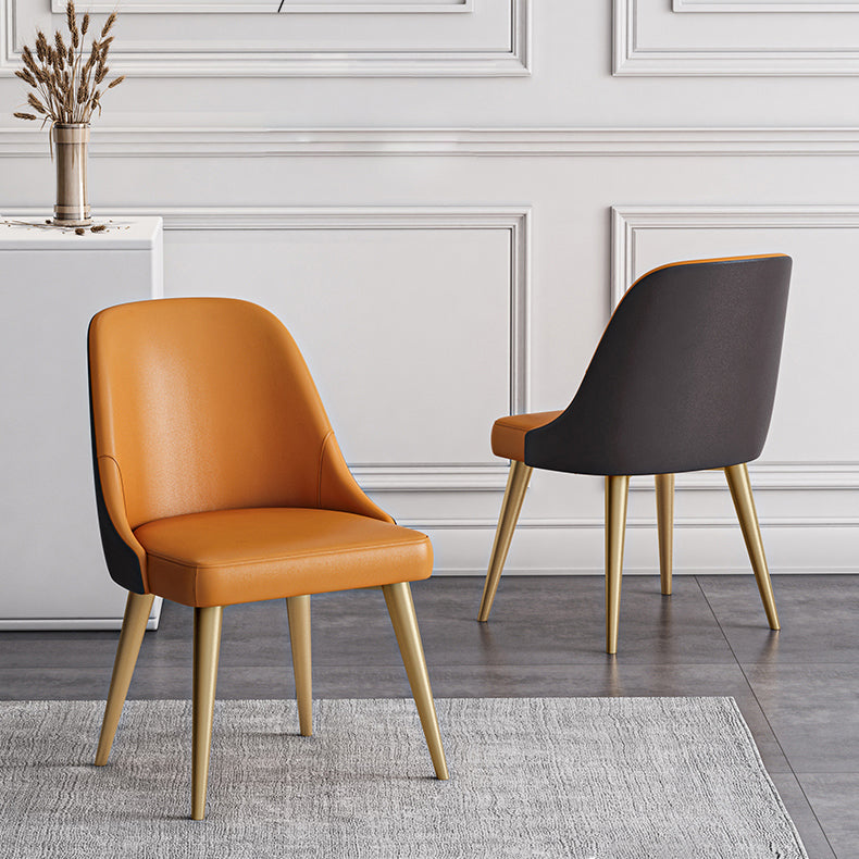Nordic Design Faux Leather Dining Chairs Solid Back Armless Dining Chair Clearhalo ' kitchen&dining_furn' 'Dining Chairs' 'Dining Tables & Seating' 'dining_chair' 'furn' 'furn_dining_chair' 'Furniture' 'furniture_dining_chair' 'Kitchen & Dining Furniture' 'kitchen' 4546526