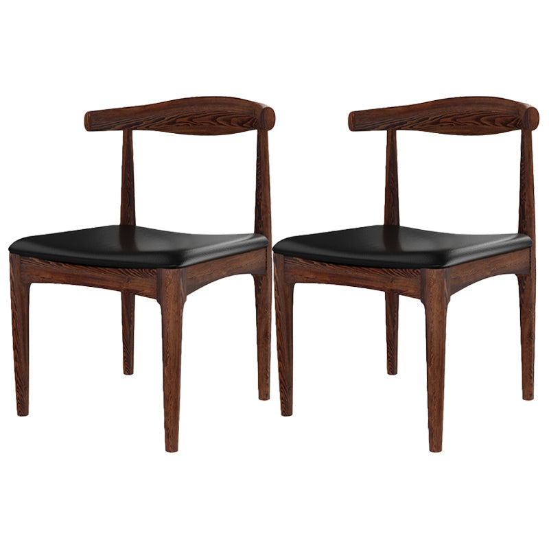 Modern Dining Open Back Chairs Dining Armless Side Chairs with Wooden Legs Dark Brown 2 Piece Set Clearhalo ' kitchen&dining_furn' 'Dining Chairs' 'Dining Tables & Seating' 'dining_chair' 'furn' 'furn_dining_chair' 'Furniture' 'furniture_dining_chair' 'Kitchen & Dining Furniture' 'kitchen' 4546545