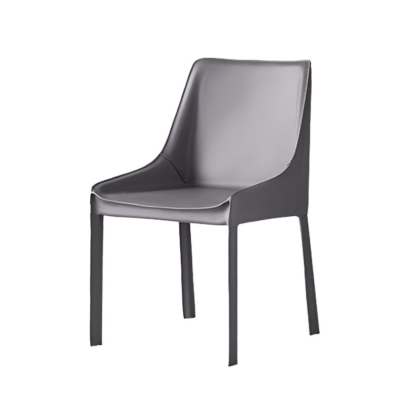 Contemporary Metal Dining Arm Chair Leather Dining Side Chairs for Restaurant Use Dark Gray 1 Piece Clearhalo ' kitchen&dining_furn' 'Dining Chairs' 'Dining Tables & Seating' 'dining_chair' 'furn' 'furn_dining_chair' 'Furniture' 'furniture_dining_chair' 'Kitchen & Dining Furniture' 'kitchen' 4546560