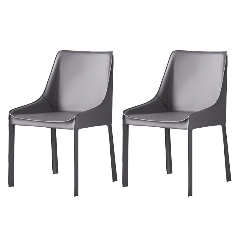 Contemporary Metal Dining Arm Chair Leather Dining Side Chairs for Restaurant Use Dark Gray 2 Piece Set Clearhalo ' kitchen&dining_furn' 'Dining Chairs' 'Dining Tables & Seating' 'dining_chair' 'furn' 'furn_dining_chair' 'Furniture' 'furniture_dining_chair' 'Kitchen & Dining Furniture' 'kitchen' 4546563