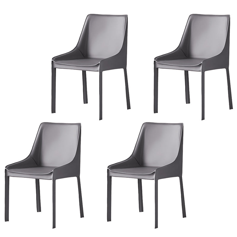 Contemporary Metal Dining Arm Chair Leather Dining Side Chairs for Restaurant Use Dark Gray 4 Piece Set Clearhalo ' kitchen&dining_furn' 'Dining Chairs' 'Dining Tables & Seating' 'dining_chair' 'furn' 'furn_dining_chair' 'Furniture' 'furniture_dining_chair' 'Kitchen & Dining Furniture' 'kitchen' 4546565