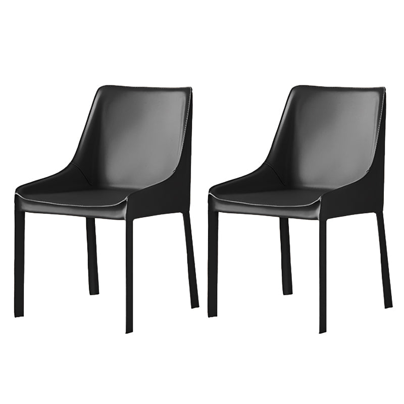 Contemporary Metal Dining Arm Chair Leather Dining Side Chairs for Restaurant Use Black 2 Piece Set Clearhalo ' kitchen&dining_furn' 'Dining Chairs' 'Dining Tables & Seating' 'dining_chair' 'furn' 'furn_dining_chair' 'Furniture' 'furniture_dining_chair' 'Kitchen & Dining Furniture' 'kitchen' 4546568