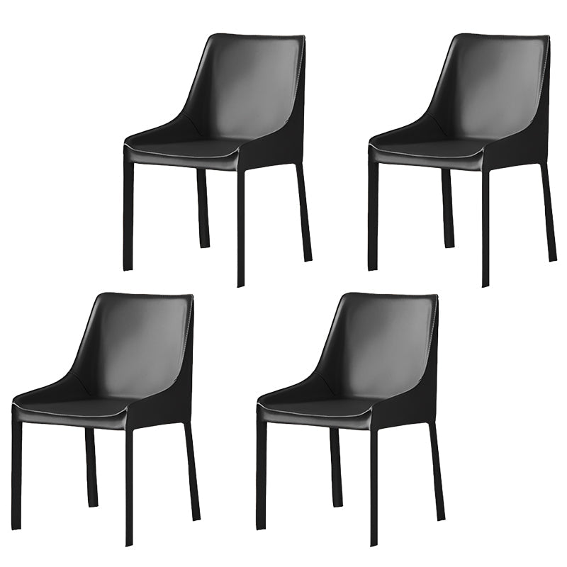 Contemporary Metal Dining Arm Chair Leather Dining Side Chairs for Restaurant Use Black 4 Piece Set Clearhalo ' kitchen&dining_furn' 'Dining Chairs' 'Dining Tables & Seating' 'dining_chair' 'furn' 'furn_dining_chair' 'Furniture' 'furniture_dining_chair' 'Kitchen & Dining Furniture' 'kitchen' 4546570