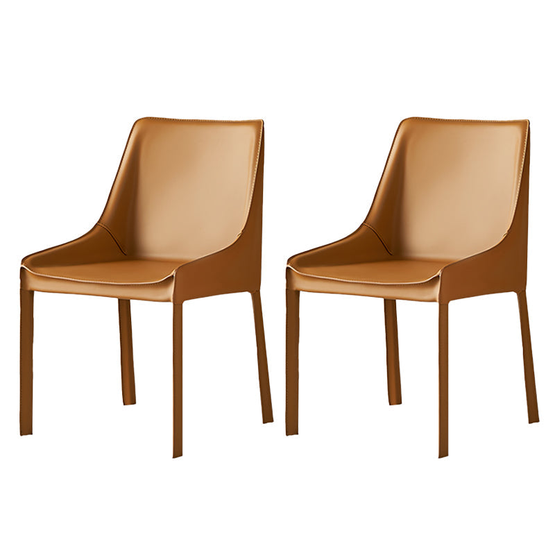 Contemporary Metal Dining Arm Chair Leather Dining Side Chairs for Restaurant Use Light Brown 2 Piece Set Clearhalo ' kitchen&dining_furn' 'Dining Chairs' 'Dining Tables & Seating' 'dining_chair' 'furn' 'furn_dining_chair' 'Furniture' 'furniture_dining_chair' 'Kitchen & Dining Furniture' 'kitchen' 4546574