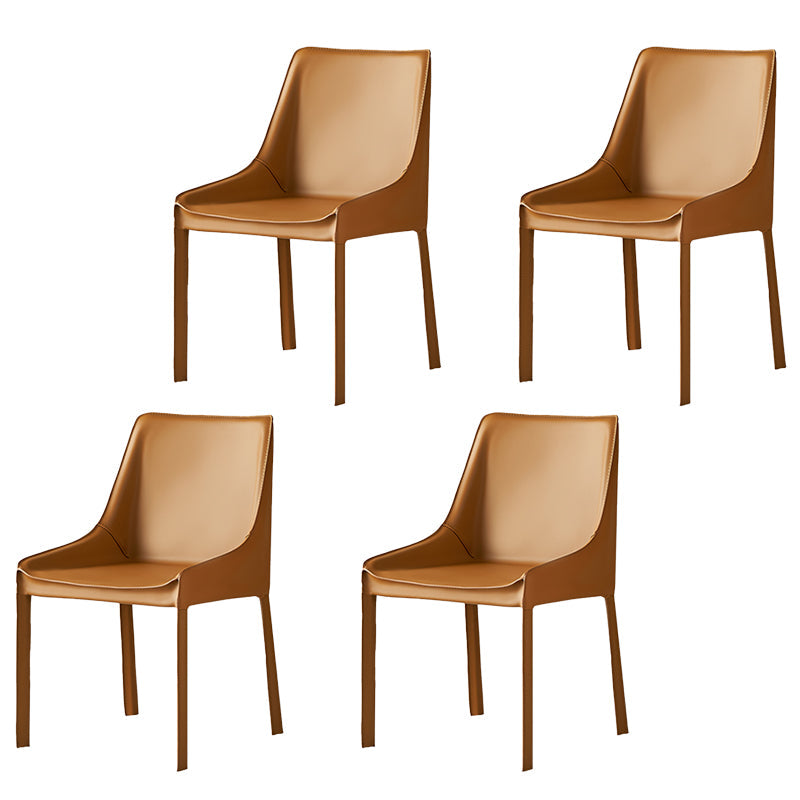 Contemporary Metal Dining Arm Chair Leather Dining Side Chairs for Restaurant Use Light Brown 4 Piece Set Clearhalo ' kitchen&dining_furn' 'Dining Chairs' 'Dining Tables & Seating' 'dining_chair' 'furn' 'furn_dining_chair' 'Furniture' 'furniture_dining_chair' 'Kitchen & Dining Furniture' 'kitchen' 4546575