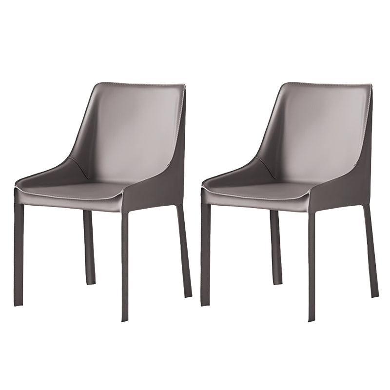 Contemporary Metal Dining Arm Chair Leather Dining Side Chairs for Restaurant Use Grey 2 Piece Set Clearhalo ' kitchen&dining_furn' 'Dining Chairs' 'Dining Tables & Seating' 'dining_chair' 'furn' 'furn_dining_chair' 'Furniture' 'furniture_dining_chair' 'Kitchen & Dining Furniture' 'kitchen' 4546577