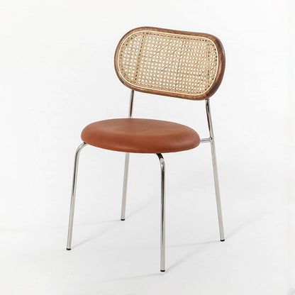 Industrial Design Armless Side Chairs PU Leather Open Back Dining Chairs Brown 1 Piece Clearhalo ' kitchen&dining_furn' 'Dining Chairs' 'Dining Tables & Seating' 'dining_chair' 'furn' 'furn_dining_chair' 'Furniture' 'furniture_dining_chair' 'Kitchen & Dining Furniture' 'kitchen' 4546586