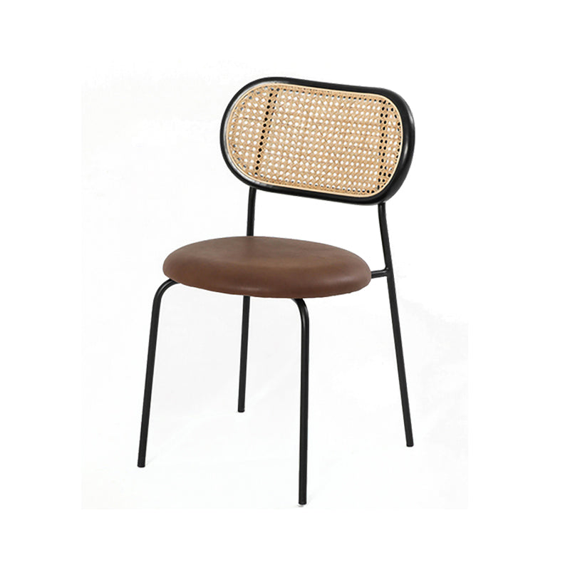 Industrial Design Armless Side Chairs PU Leather Open Back Dining Chairs Black-Brown 1 Piece Clearhalo ' kitchen&dining_furn' 'Dining Chairs' 'Dining Tables & Seating' 'dining_chair' 'furn' 'furn_dining_chair' 'Furniture' 'furniture_dining_chair' 'Kitchen & Dining Furniture' 'kitchen' 4546592