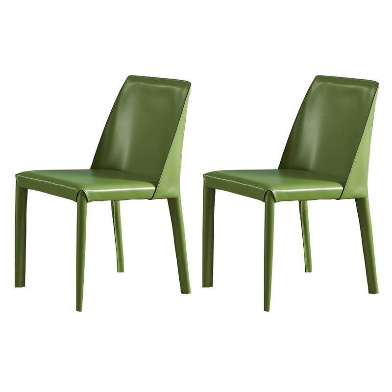 Contemporary Metal Dining Armless Chair Leather Dining Side Chair for Restaurant Use Army Green 2 Piece Set Clearhalo ' kitchen&dining_furn' 'Dining Chairs' 'Dining Tables & Seating' 'dining_chair' 'furn' 'furn_dining_chair' 'Furniture' 'furniture_dining_chair' 'Kitchen & Dining Furniture' 'kitchen' 4546600