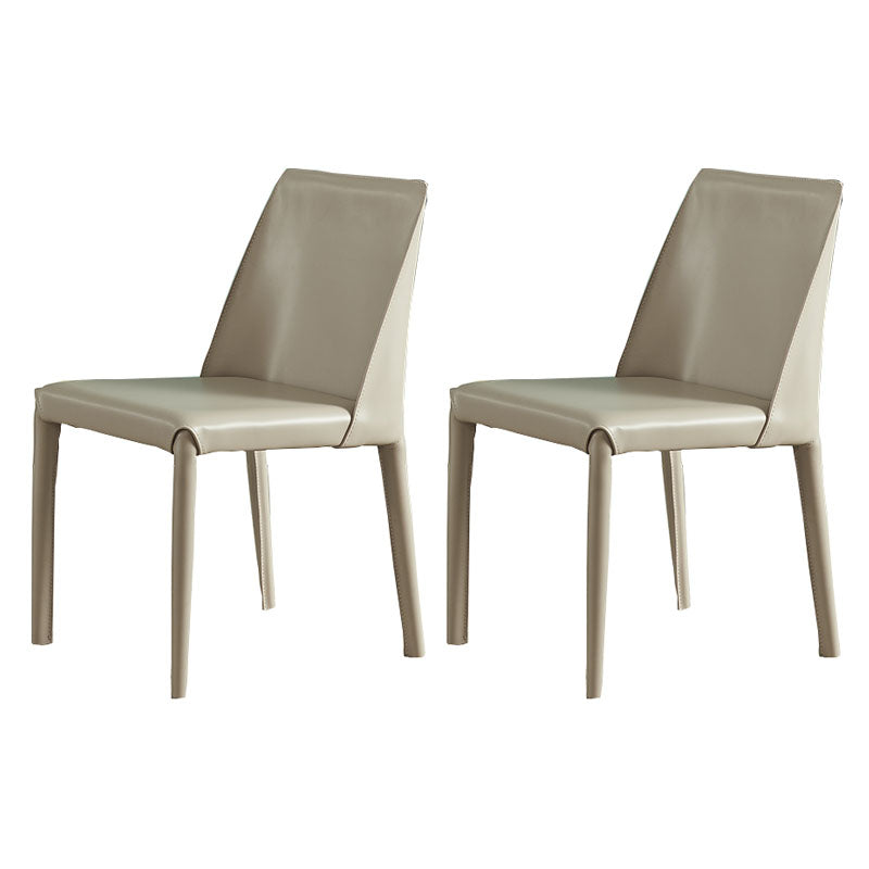 Contemporary Metal Dining Armless Chair Leather Dining Side Chair for Restaurant Use White-Apricot 2 Piece Set Clearhalo ' kitchen&dining_furn' 'Dining Chairs' 'Dining Tables & Seating' 'dining_chair' 'furn' 'furn_dining_chair' 'Furniture' 'furniture_dining_chair' 'Kitchen & Dining Furniture' 'kitchen' 4546606