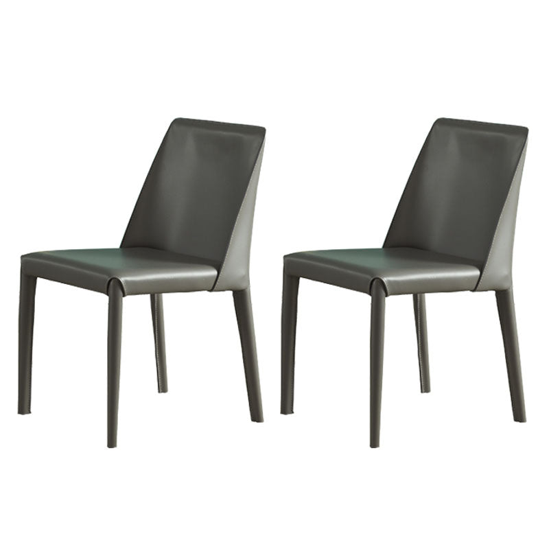 Contemporary Metal Dining Armless Chair Leather Dining Side Chair for Restaurant Use Coffee 2 Piece Set Clearhalo ' kitchen&dining_furn' 'Dining Chairs' 'Dining Tables & Seating' 'dining_chair' 'furn' 'furn_dining_chair' 'Furniture' 'furniture_dining_chair' 'Kitchen & Dining Furniture' 'kitchen' 4546607