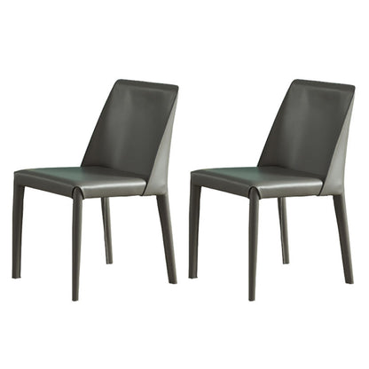 Contemporary Metal Dining Armless Chair Leather Dining Side Chair for Restaurant Use Coffee 2 Piece Set Clearhalo ' kitchen&dining_furn' 'Dining Chairs' 'Dining Tables & Seating' 'dining_chair' 'furn' 'furn_dining_chair' 'Furniture' 'furniture_dining_chair' 'Kitchen & Dining Furniture' 'kitchen' 4546607