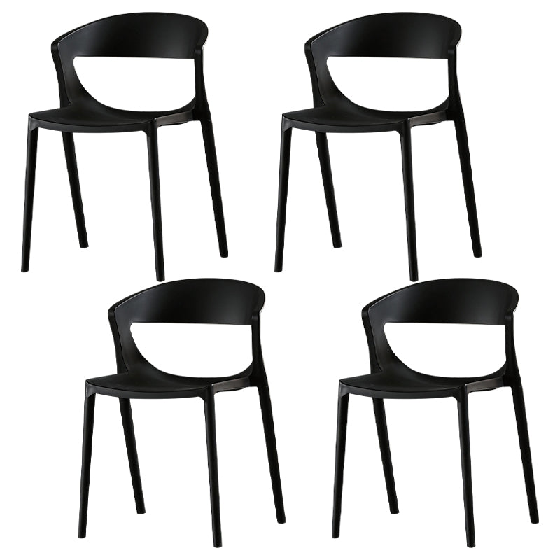 Modern Dining and Accent Chairs Indoor-Outdoor Plastic Open Back Side Chair Black Set of 4 Clearhalo ' kitchen&dining_furn' 'Dining Chairs' 'Dining Tables & Seating' 'dining_chair' 'Furniture' 'furniture_dining_chair' 'Kitchen & Dining Furniture' 'kitchen' 4546620