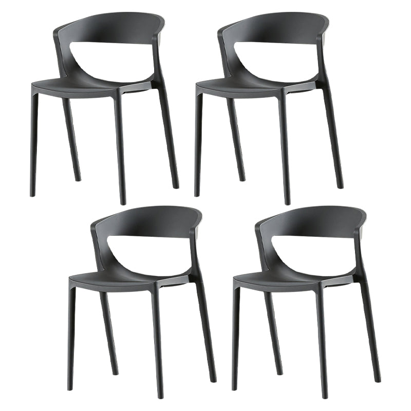 Modern Dining and Accent Chairs Indoor-Outdoor Plastic Open Back Side Chair Dark Gray Set of 4 Clearhalo ' kitchen&dining_furn' 'Dining Chairs' 'Dining Tables & Seating' 'dining_chair' 'Furniture' 'furniture_dining_chair' 'Kitchen & Dining Furniture' 'kitchen' 4546622