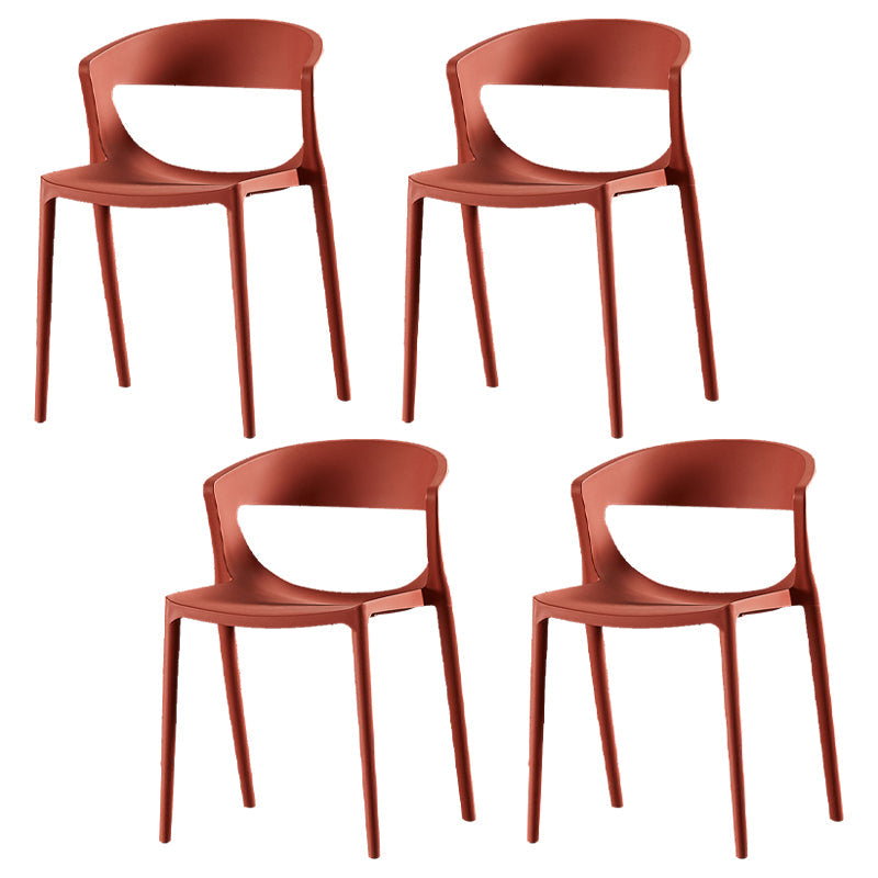 Modern Dining and Accent Chairs Indoor-Outdoor Plastic Open Back Side Chair Red Set of 4 Clearhalo ' kitchen&dining_furn' 'Dining Chairs' 'Dining Tables & Seating' 'dining_chair' 'Furniture' 'furniture_dining_chair' 'Kitchen & Dining Furniture' 'kitchen' 4546625