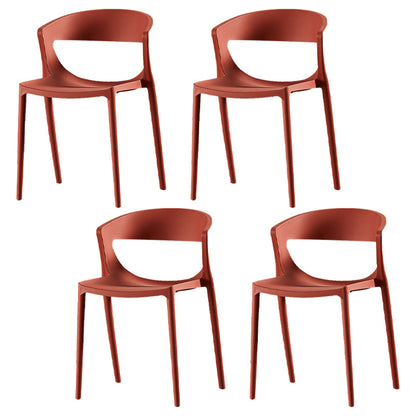 Modern Dining and Accent Chairs Indoor-Outdoor Plastic Open Back Side Chair Red Set of 4 Clearhalo ' kitchen&dining_furn' 'Dining Chairs' 'Dining Tables & Seating' 'dining_chair' 'Furniture' 'furniture_dining_chair' 'Kitchen & Dining Furniture' 'kitchen' 4546625