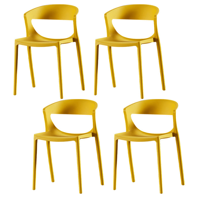 Modern Dining and Accent Chairs Indoor-Outdoor Plastic Open Back Side Chair Yellow Set of 4 Clearhalo ' kitchen&dining_furn' 'Dining Chairs' 'Dining Tables & Seating' 'dining_chair' 'Furniture' 'furniture_dining_chair' 'Kitchen & Dining Furniture' 'kitchen' 4546629