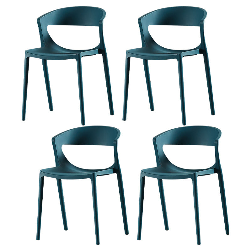 Modern Dining and Accent Chairs Indoor-Outdoor Plastic Open Back Side Chair Dark Blue Set of 4 Clearhalo ' kitchen&dining_furn' 'Dining Chairs' 'Dining Tables & Seating' 'dining_chair' 'Furniture' 'furniture_dining_chair' 'Kitchen & Dining Furniture' 'kitchen' 4546633