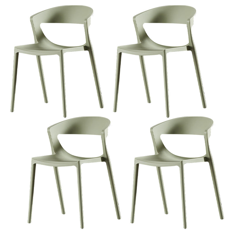 Modern Dining and Accent Chairs Indoor-Outdoor Plastic Open Back Side Chair Pea Green Set of 4 Clearhalo ' kitchen&dining_furn' 'Dining Chairs' 'Dining Tables & Seating' 'dining_chair' 'Furniture' 'furniture_dining_chair' 'Kitchen & Dining Furniture' 'kitchen' 4546635