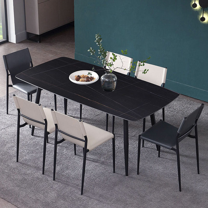 Industrial Design Leather Dining Side Armless Chairs Solid Back Chair Clearhalo ' kitchen&dining_furn' 'Dining Chairs' 'Dining Tables & Seating' 'dining_chair' 'furn' 'furn_dining_chair' 'Furniture' 'furniture_dining_chair' 'Kitchen & Dining Furniture' 'kitchen' 4546670