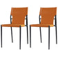 Industrial Design Leather Dining Side Armless Chairs Solid Back Chair Orange 2 Piece Set Clearhalo ' kitchen&dining_furn' 'Dining Chairs' 'Dining Tables & Seating' 'dining_chair' 'furn' 'furn_dining_chair' 'Furniture' 'furniture_dining_chair' 'Kitchen & Dining Furniture' 'kitchen' 4546671