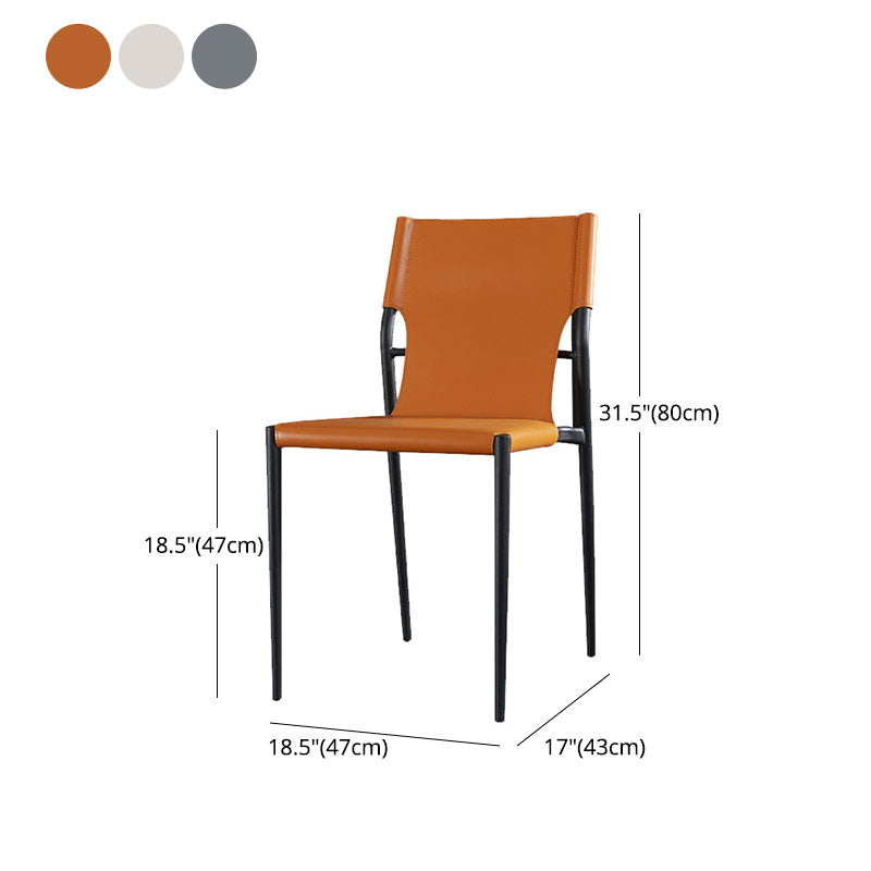 Industrial Design Leather Dining Side Armless Chairs Solid Back Chair Clearhalo ' kitchen&dining_furn' 'Dining Chairs' 'Dining Tables & Seating' 'dining_chair' 'furn' 'furn_dining_chair' 'Furniture' 'furniture_dining_chair' 'Kitchen & Dining Furniture' 'kitchen' 4546681