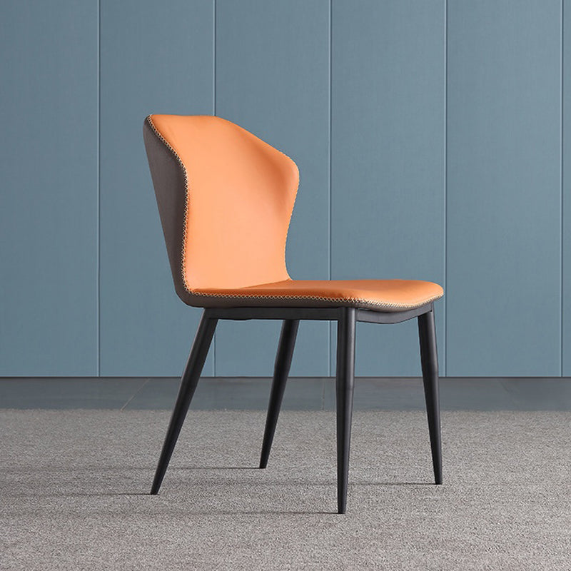 Industrial Design Wingback Armless Dining Chair Faux Leather Dining Chairs Clearhalo ' kitchen&dining_furn' 'Dining Chairs' 'Dining Tables & Seating' 'dining_chair' 'furn' 'furn_dining_chair' 'Furniture' 'furniture_dining_chair' 'Kitchen & Dining Furniture' 'kitchen' 4546682