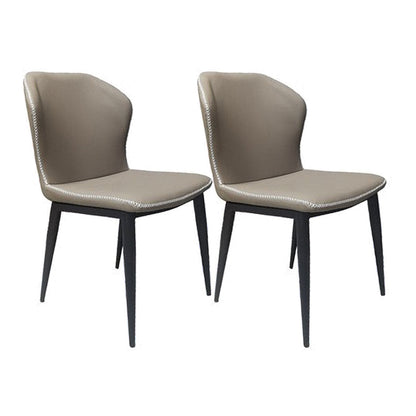 Industrial Design Wingback Armless Dining Chair Faux Leather Dining Chairs Grey 2 Piece Set Clearhalo ' kitchen&dining_furn' 'Dining Chairs' 'Dining Tables & Seating' 'dining_chair' 'furn' 'furn_dining_chair' 'Furniture' 'furniture_dining_chair' 'Kitchen & Dining Furniture' 'kitchen' 4546683