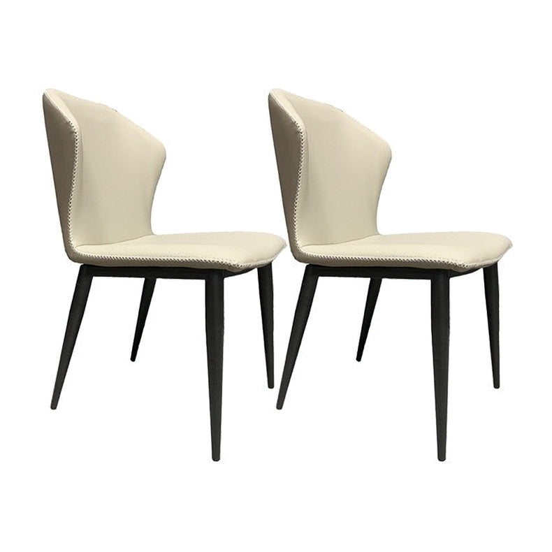 Industrial Design Wingback Armless Dining Chair Faux Leather Dining Chairs Light Gray 2 Piece Set Clearhalo ' kitchen&dining_furn' 'Dining Chairs' 'Dining Tables & Seating' 'dining_chair' 'furn' 'furn_dining_chair' 'Furniture' 'furniture_dining_chair' 'Kitchen & Dining Furniture' 'kitchen' 4546684