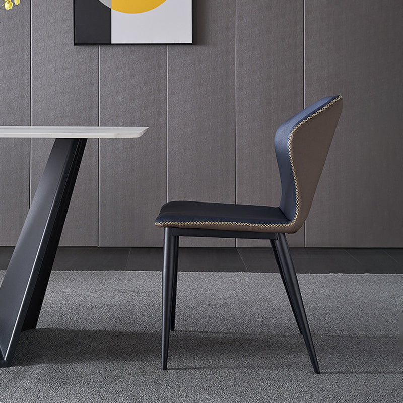 Industrial Design Wingback Armless Dining Chair Faux Leather Dining Chairs Clearhalo ' kitchen&dining_furn' 'Dining Chairs' 'Dining Tables & Seating' 'dining_chair' 'furn' 'furn_dining_chair' 'Furniture' 'furniture_dining_chair' 'Kitchen & Dining Furniture' 'kitchen' 4546687