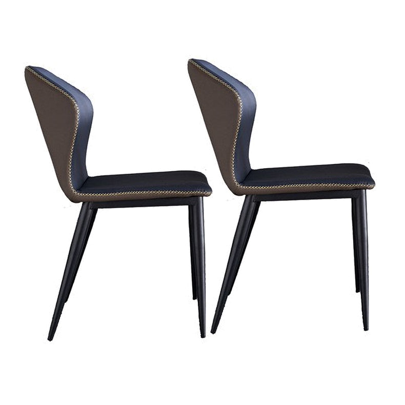 Industrial Design Wingback Armless Dining Chair Faux Leather Dining Chairs Blue 2 Piece Set Clearhalo ' kitchen&dining_furn' 'Dining Chairs' 'Dining Tables & Seating' 'dining_chair' 'furn' 'furn_dining_chair' 'Furniture' 'furniture_dining_chair' 'Kitchen & Dining Furniture' 'kitchen' 4546688