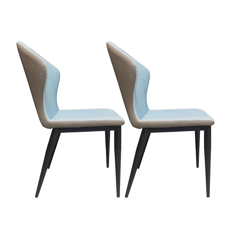 Industrial Design Wingback Armless Dining Chair Faux Leather Dining Chairs Light Blue 2 Piece Set Clearhalo ' kitchen&dining_furn' 'Dining Chairs' 'Dining Tables & Seating' 'dining_chair' 'furn' 'furn_dining_chair' 'Furniture' 'furniture_dining_chair' 'Kitchen & Dining Furniture' 'kitchen' 4546690