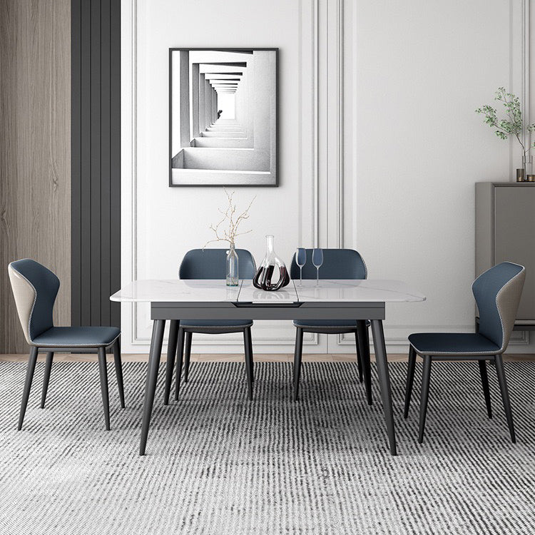 Industrial Design Wingback Armless Dining Chair Faux Leather Dining Chairs Clearhalo ' kitchen&dining_furn' 'Dining Chairs' 'Dining Tables & Seating' 'dining_chair' 'furn' 'furn_dining_chair' 'Furniture' 'furniture_dining_chair' 'Kitchen & Dining Furniture' 'kitchen' 4546697