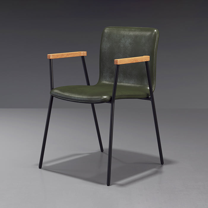 Scandinavian Design Solid Back Arm Side Chair Leather Dining Side Chair Clearhalo ' kitchen&dining_furn' 'Dining Chairs' 'Dining Tables & Seating' 'dining_chair' 'furn' 'furn_dining_chair' 'Furniture' 'furniture_dining_chair' 'Kitchen & Dining Furniture' 'kitchen' 4546705